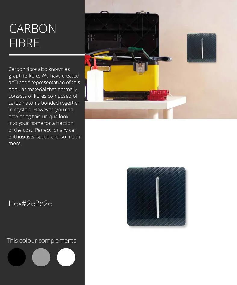 Carbon Fibre Wiring Accessories Trendi Decorative Screwless